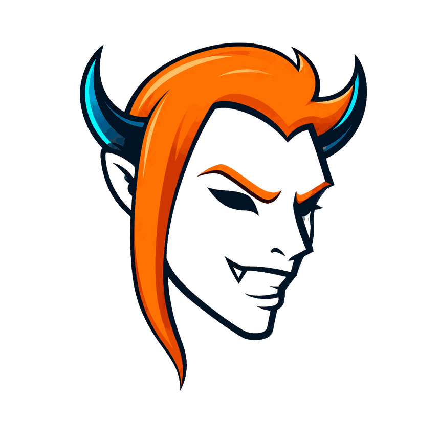 Mascota de ShadowScarlet: cabeza de demonio con el pelo en llamas